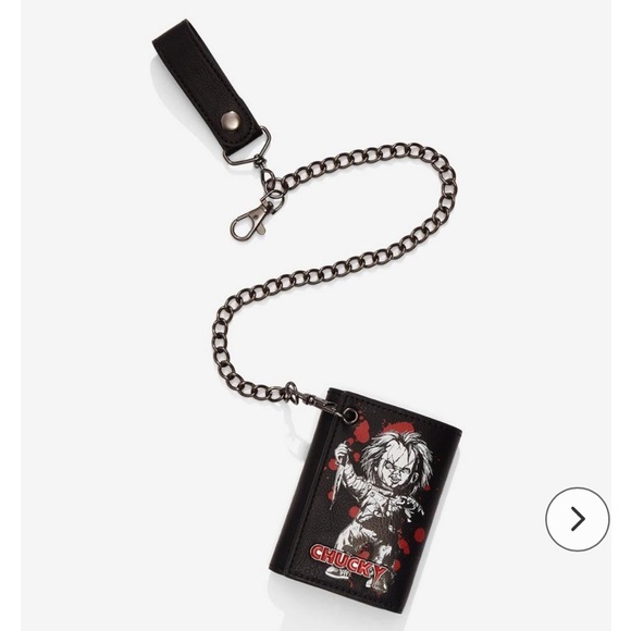 Hot Topic Bags Childs Play Chucky Snitches Get Stitches Trifold Chain Wallet Poshmark